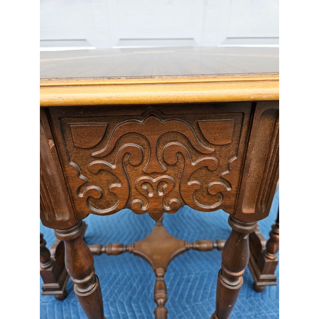 Victorian Jacobean Victorian Starburst Pattern Parlor or Side Table For Sale - Image 3 of 15