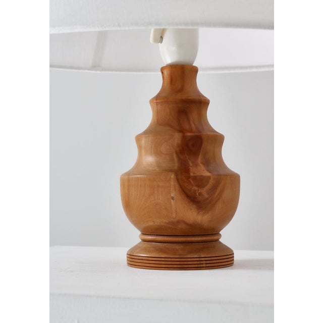 Scandinavian Turned Wooden Table Lamp, Denmark, 1940s For Sale - Image 4 of 14