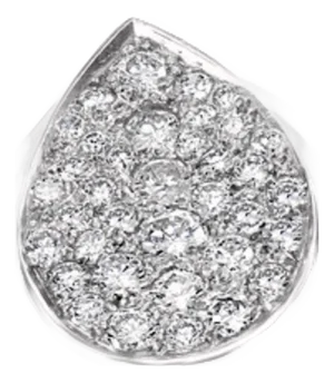 4.2 Carat Pave Diamonds Unisex Cocktail Ring 34 Grams 14 Karat White Gold Estate