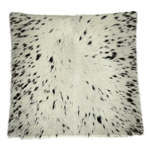 Premium Brazilian Watusi Cowhide Pillow Cover 16x16 – Champagne Ivory With Natural Speckling – Handcrafted by Pablo Sota Designs For Sale