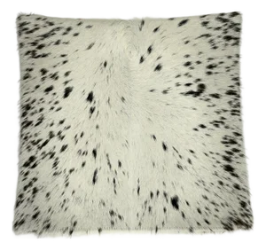 Premium Brazilian Watusi Cowhide Pillow Cover 16x16 – Champagne Ivory With Natural Speckling – Handcrafted by Pablo Sota Designs