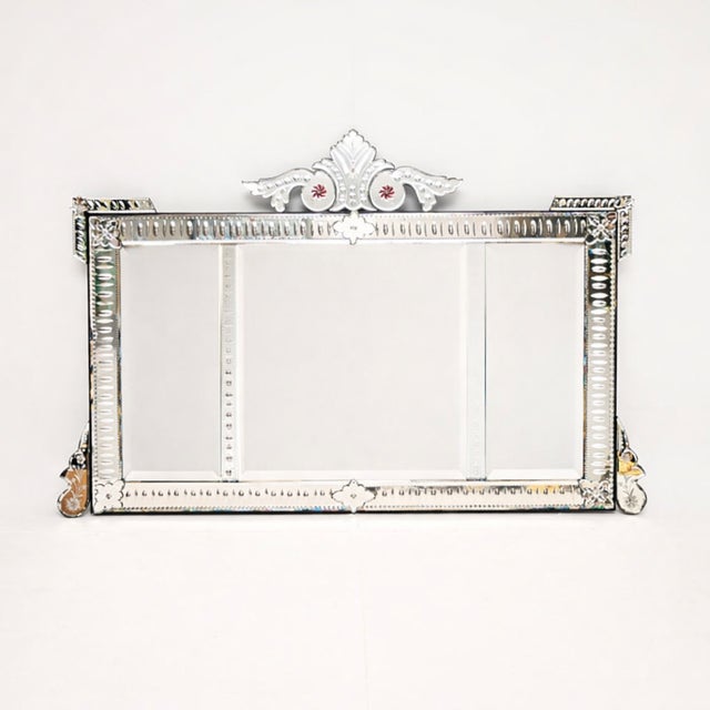 An extremely impressive & large antique Italian Venetian etched glass mirror, dating from around the 1900-1920 period. The...