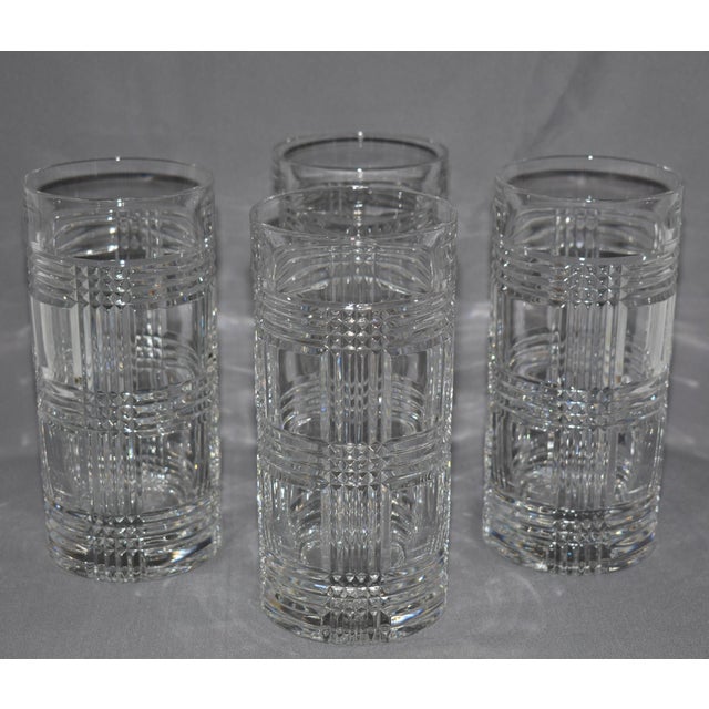Contemporary Ralph Lauren 1990's Glen Plaid Crystal Highballs Drinking Glasses Drinkware Barware For Sale - Image 3 of 5
