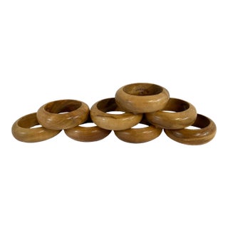 Vintage Hand Made Wooden Napkin Rings - Set of 8 For Sale