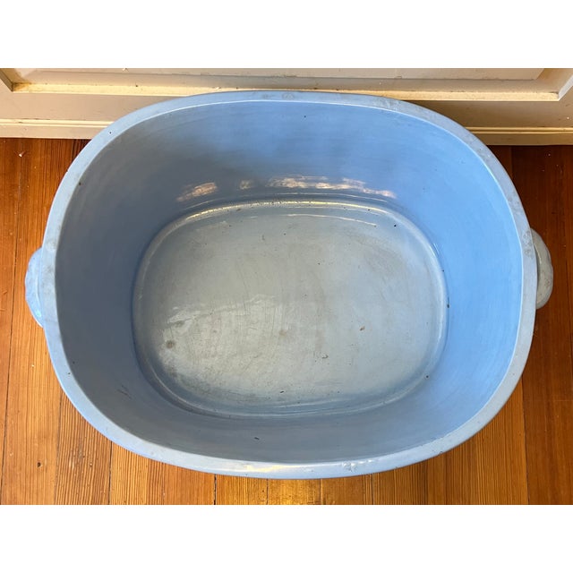 Blue Antique 19th Century English Blue & White Oval Footbath Jardiniere Planter Centerpiece by T&r Boote Patent Mosaic For Sale - Image 8 of 12