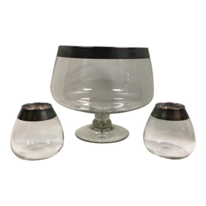 Dorothy Thorpe Style Large Pedestal Punch Bowl and 2 Vases-Set of 3