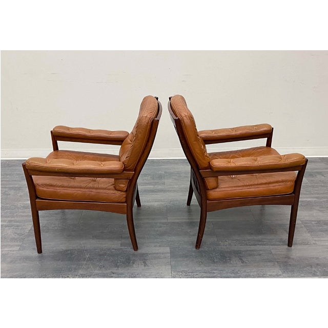 1970s Pair Gote Mobler Leather Lounge Chairs For Sale - Image 13 of 14