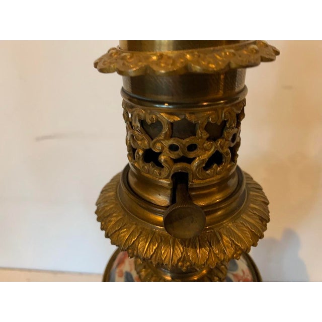 Chinese Porcelain Lamps with Chased Bronze Bases, 19th Century, Set of 2 For Sale - Image 5 of 12
