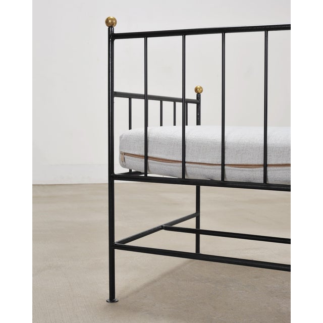 Set of Four French Modernist Iron Brass Ball Finial Lounge Chairs For Sale - Image 18 of 18