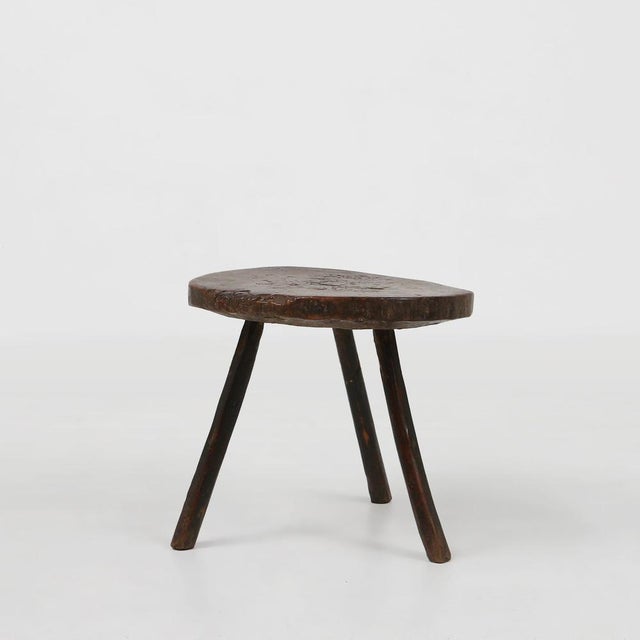 Brutalist French Oak Tripot Stool, 1850 For Sale - Image 12 of 12