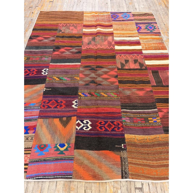 Turkish 1930s Antique Multicolored Geometric Flatweave Turkish Village Kilim Rug For Sale - Image 3 of 6