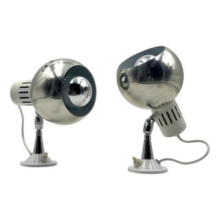 Space Age Chrome Eyeball Wall Lamps, 1970s, Set of 2 For Sale