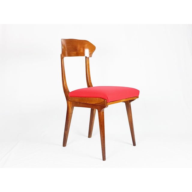 Red Mid-Century Modern Wood and Red Fabric Side Chairs from Fratelli Barni Mobili Darte, 1950s, Set of 2 For Sale - Image 8 of 14