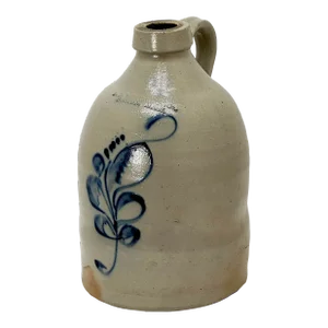 Exceptionally Nice Antique American A. B. Wheeler & Co. Boston Mass. Blue Decorated Stoneware 1 Gallon Jug