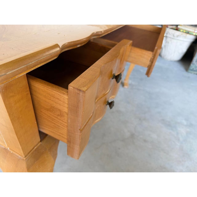 Brown Vintage French Provincial Style Cherry Wood Writing Desk For Sale - Image 8 of 12