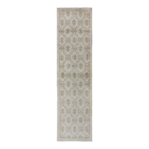 Vintage Turkish Oushak Runner With Light Brown All-Over Latticework Design 2'1'' X 8'7''