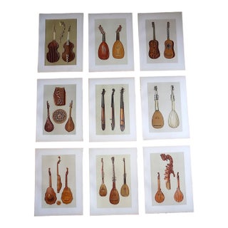 Antique 19th C. Ltd. Ed. Lithographs of Important Antique Musical Instruments - Set of 9 For Sale