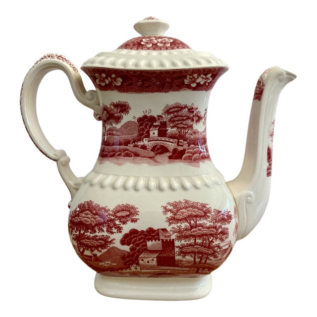 Vintage Copeland Spode's Tower England Pink & Red Tea Pot Chairish