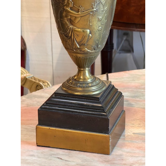 Bronze 1920s Gilded Bronze and Marble Lamps - a Pair For Sale - Image 8 of 14