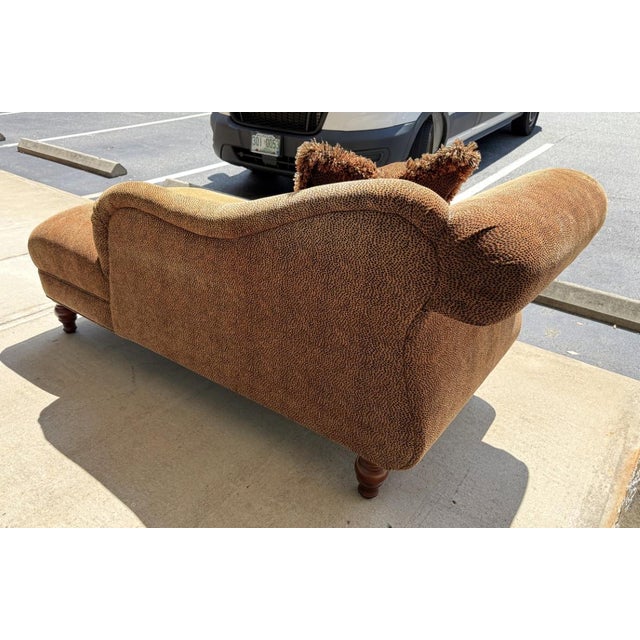 Brown Late 20th Century Leopard Print Upholstered Chaise Lounge With Pillow For Sale - Image 8 of 10