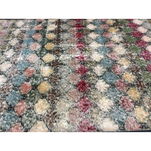 Vintage Geometric Design Turkish Handmade Multicolor Rug For Sale - Image 10 of 11