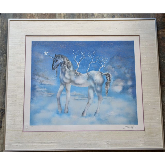 Salvador DALI - Unicorn - “Cheval Allegre", Original Hand-Signed Lithograph in colors with gold spots in relief, Artist...
