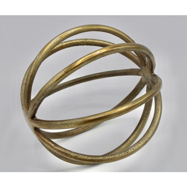 Gold Vintage Modern Golden Metal Orb For Sale - Image 8 of 9