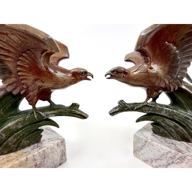 Art Deco Painted Zinc Eagle Bookends, 1930s, Set of 2 For Sale - Image 9 of 10