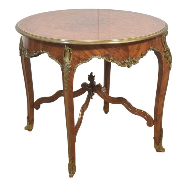 Louis XV Style Ormolu and Parquetry Circular Centre Table, 1890s For Sale
