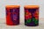 Pop-Art set of metal drum stools, 1960s. Psychedelic imagery, one of rockstars Jimi Hendrix and others, and one with...