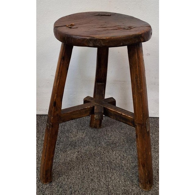 Vintage wood stool. Condition consistent with age. 11"W X 11"D X 19"H.