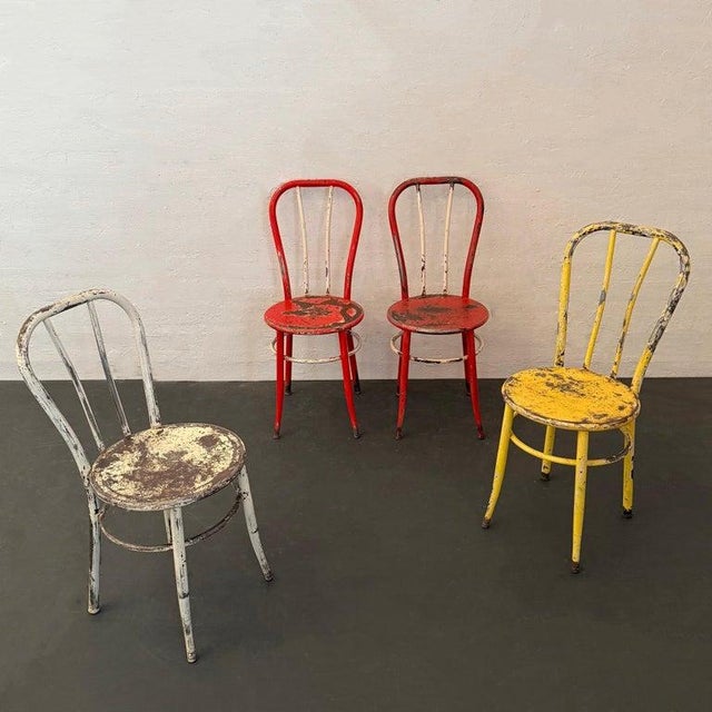Industrial 1940s Industrial Painted Steel Café Dining Chairs- Set of 4 For Sale - Image 3 of 9