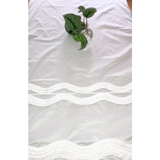 2010s Embellished Wave Scallop Bias Piping Taffeta Table Cloth For Sale - Image 5 of 9
