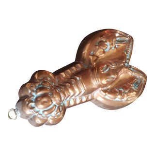 Vintage 1960s Copper Tin Lined Lobster Mold, Made in Italy For Sale