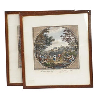 Francesco Bartolozzi, Untitled, 2000s, Watercolor Engravings, Framed, Set of 2 For Sale