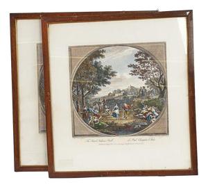 Francesco Bartolozzi, Untitled, 2000s, Watercolor Engravings, Framed, Set of 2