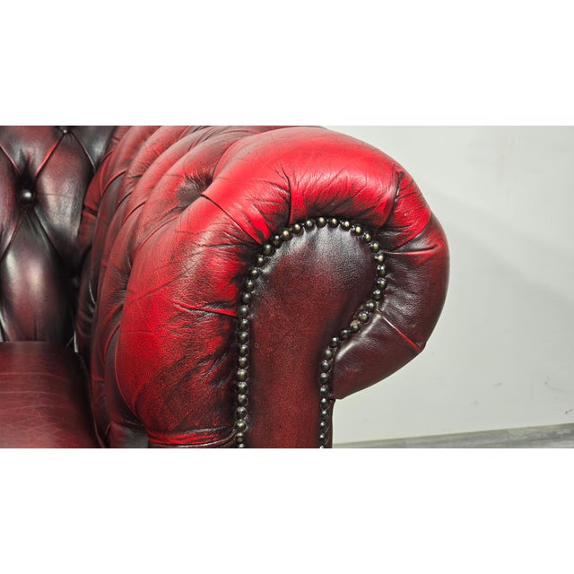 1980s Leather Sofa in style of Chesterfield, 1980s For Sale - Image 5 of 16