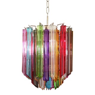 Medium Murano Glass Chandelier 47 Multicolored Prisms For Sale