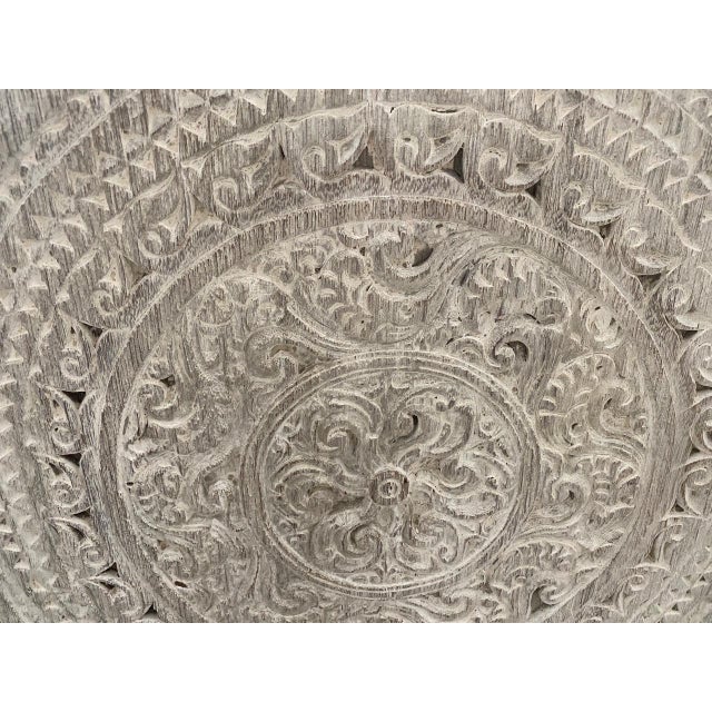 Tribal Antique White Washed Merbau Wood Carved Panel For Sale - Image 3 of 5