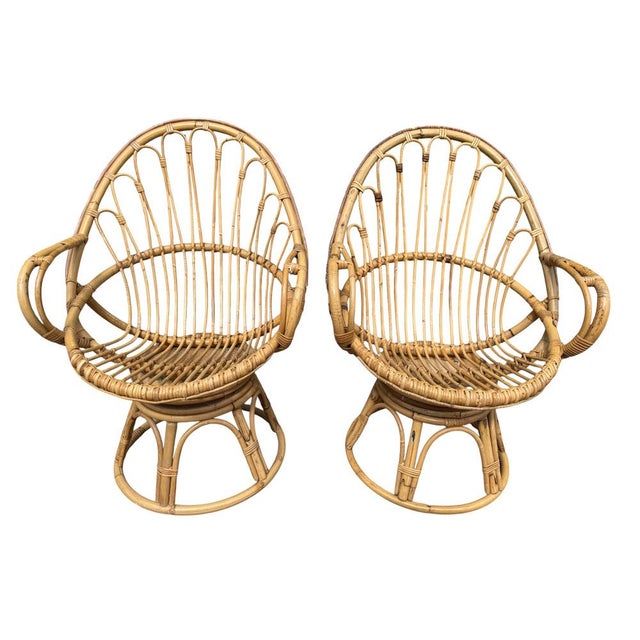 Rattan Egg Chairs, 1960s, France, Set of 2 For Sale - Image 3 of 16