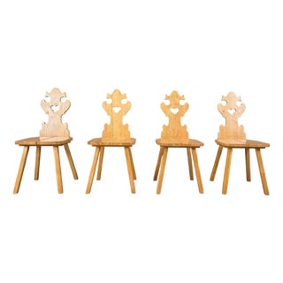 Vintage Rustic Tiroler Chairs, 1960s, Set of 4 For Sale