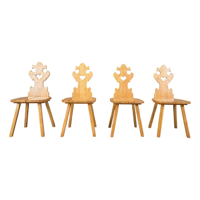 Vintage Rustic Tiroler Chairs, 1960s, Set of 4 For Sale