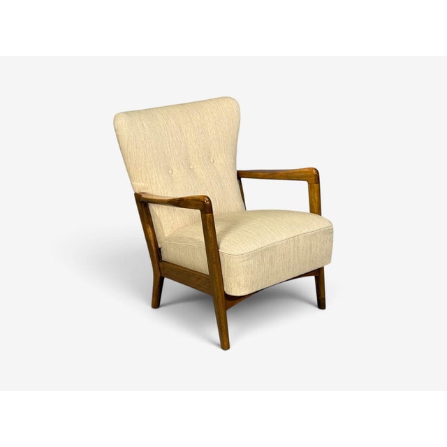 Søren Hansen, Lounge Chairs, Wool, Beech, Denmark, 1940s For Sale In New York - Image 6 of 12