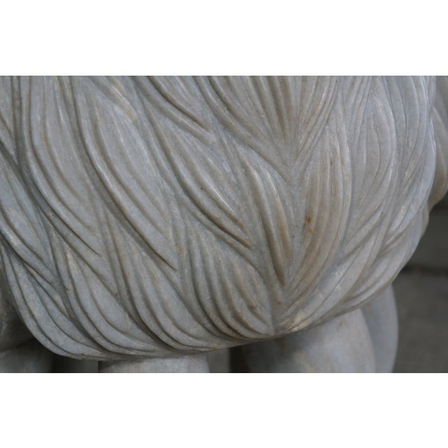 Monumental Capital of Ashoka Sculptural Lion Marble Statue Pedestal Center Table For Sale - Image 14 of 15