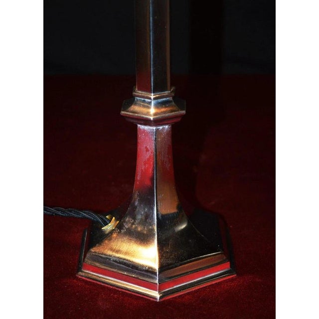 Silver French Art Deco Silver-Plated Table Lamp with Opaline Glass Shade, 1920s For Sale - Image 8 of 18