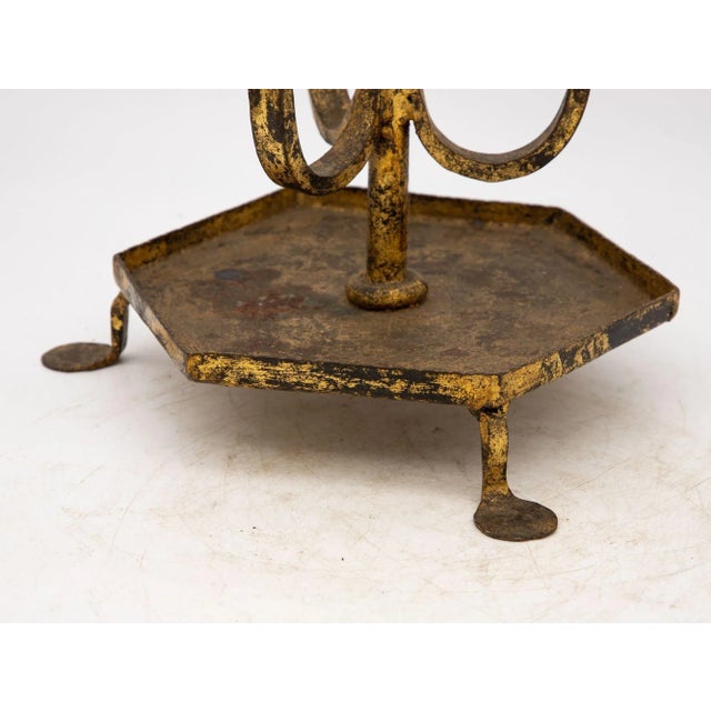 Gold Spanish Gilt Iron Triple Candlestick or Stand, 1950s For Sale - Image 8 of 8