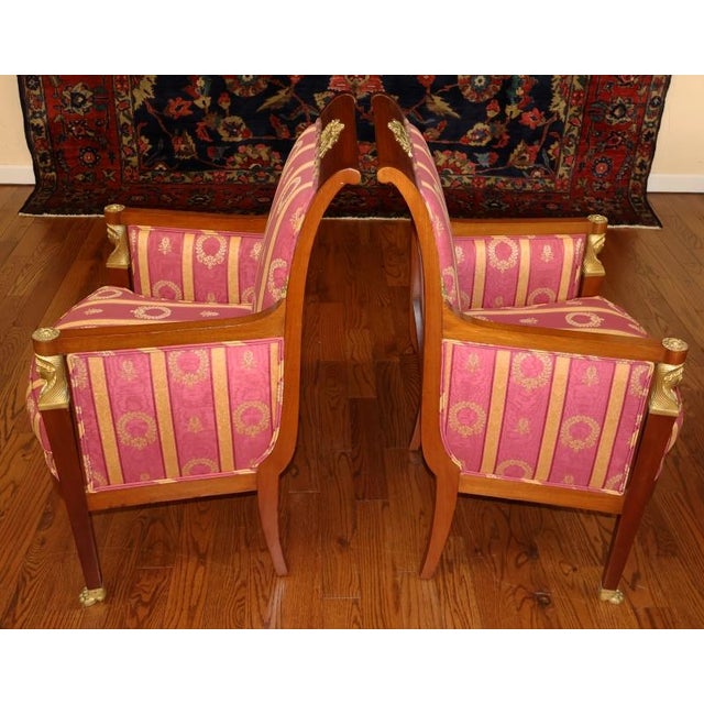 Wood Pair of 19th Century French Empire Bergere Chairs Attributed to Francois Linke For Sale - Image 7 of 10
