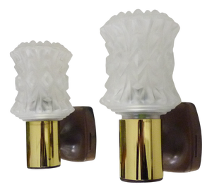 Vintage Italian Targetti Wall Sconces in Gold-Tone Metal with Glass Globes, 1970s, Set of 2