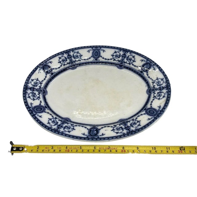 Antique Early 20th Century Sampson, Hancock & Sons Flaxman Blue Oval Serving Platter For Sale - Image 10 of 13