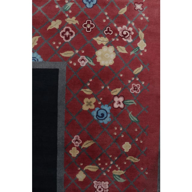 Rug & Kilim Chinese Style Art Deco Rug in Black & Red with Colorful Florals - 12'x15' For Sale In New York - Image 6 of 8